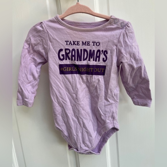Garanimals 6-9M Take Me to Grandma’s Girls Night Out Purple Long Sleeve Onesie - Picture 1 of 5